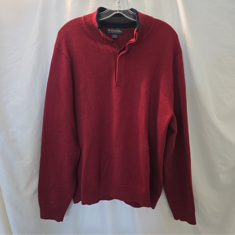 Brooks Brothers Men's Size L 100% Merino Wool Button Collar Sweater